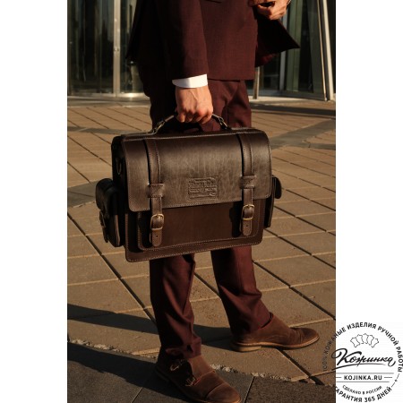 Кожаный портфель "Трансформер" (тёмно-коричневый)